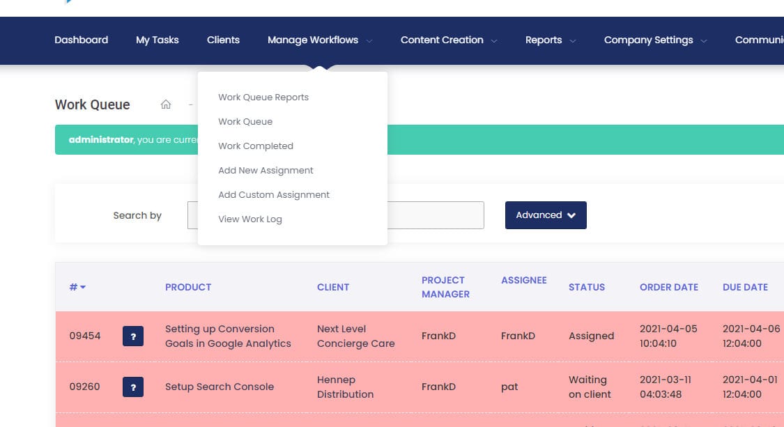 Agencies 4 workflow - 1on1 Internet Marketing